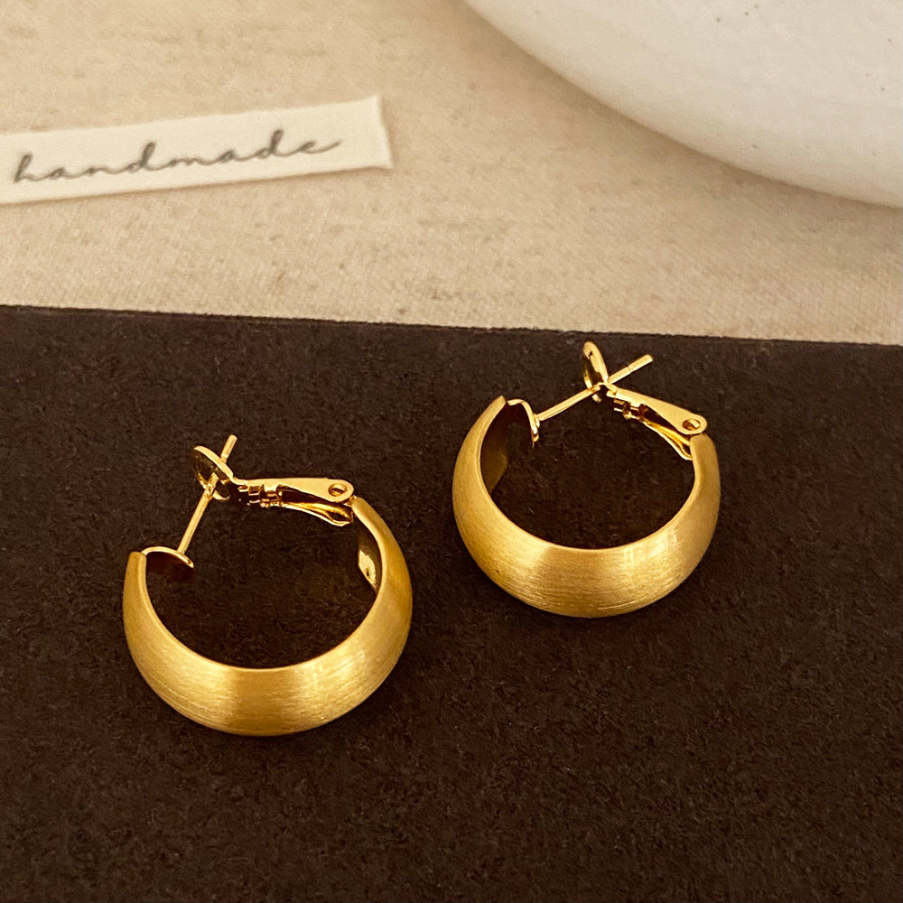 Brushed Gold Plated Earring
