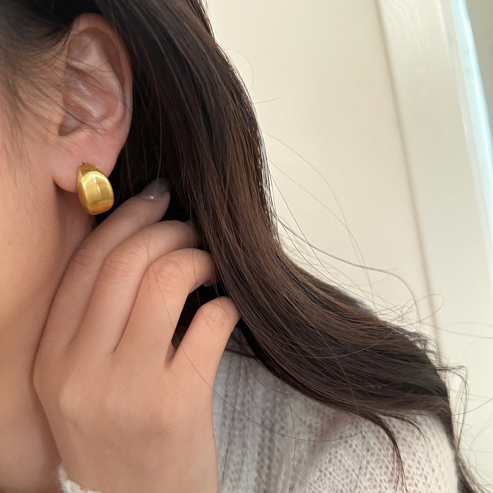 Brushed Gold Plated Earring