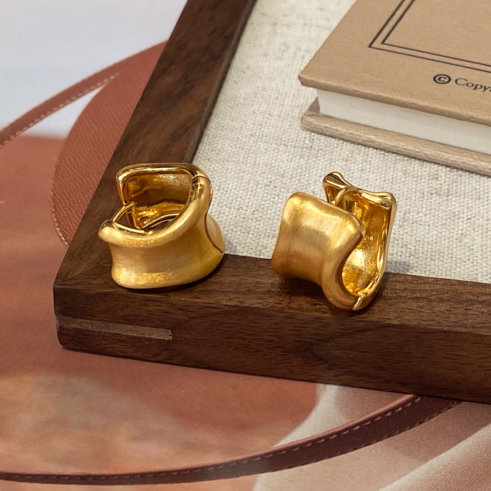 Brushed Gold Plated Earring