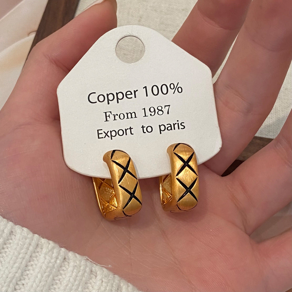 Brushed Gold Plated Earring