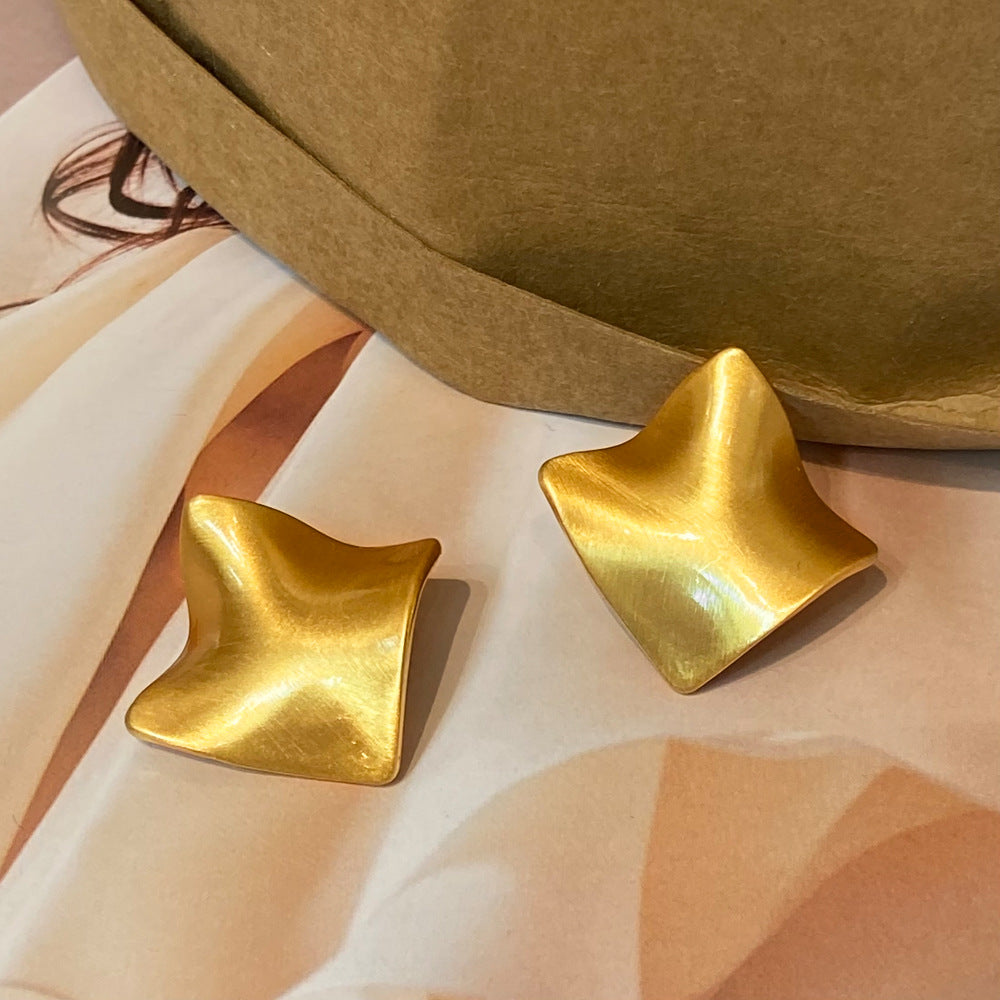 Brushed Gold Plated Earring