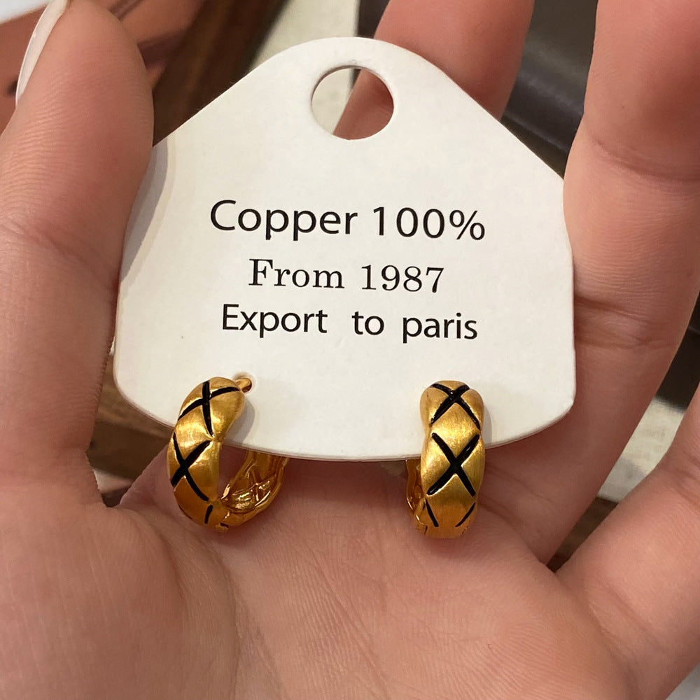 Brushed Gold Plated Earring