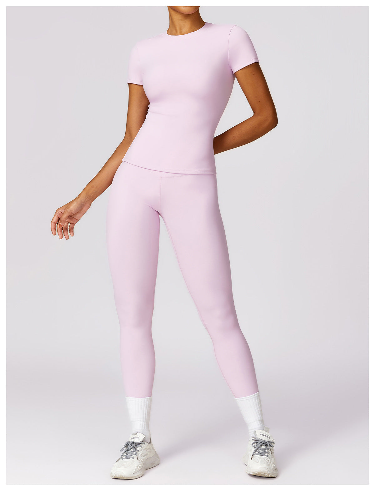 Brushed High-Waisted Yoga Fitness Set with Cherry Print
