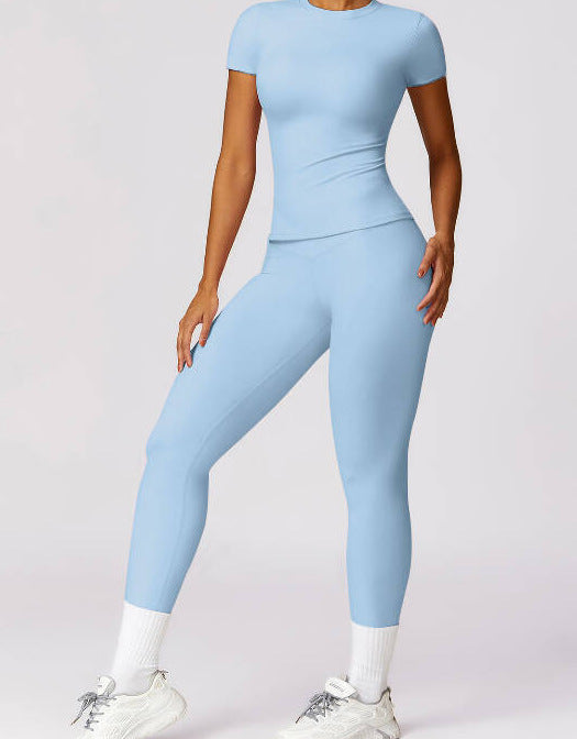 Brushed High-Waisted Yoga Fitness Set with Cherry Print