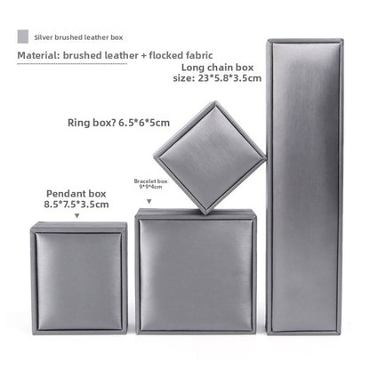 Brushed Leather Jewelry Storage Box for Rings Necklaces Bracelets