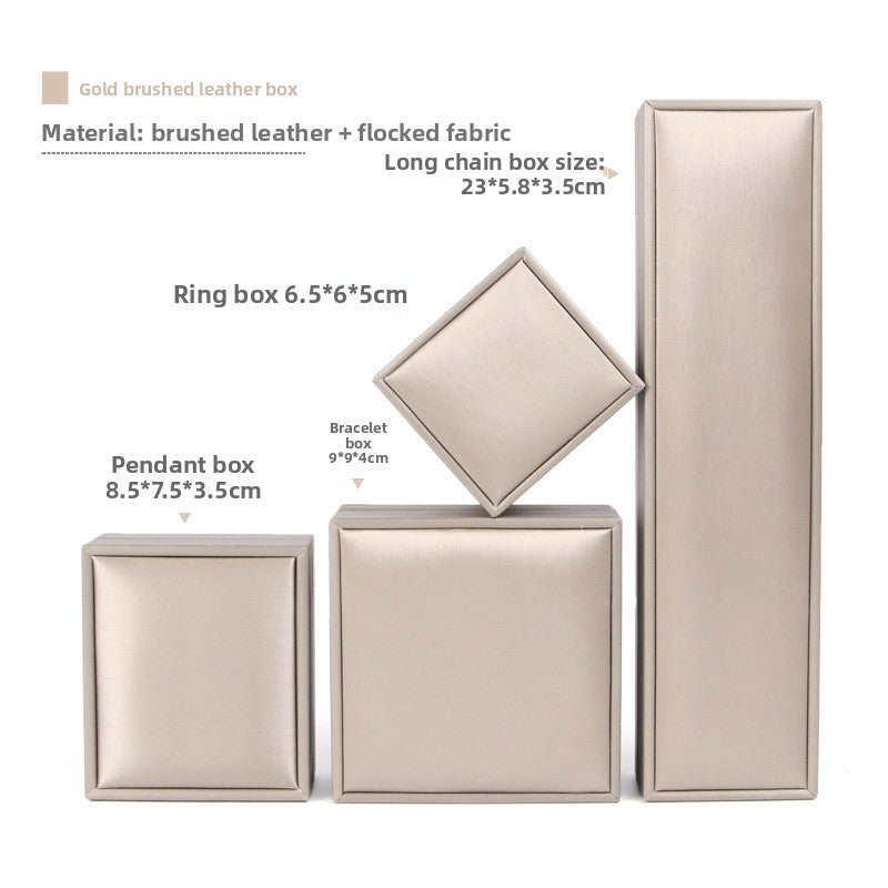 Brushed Leather Jewelry Storage Box for Rings Necklaces Bracelets