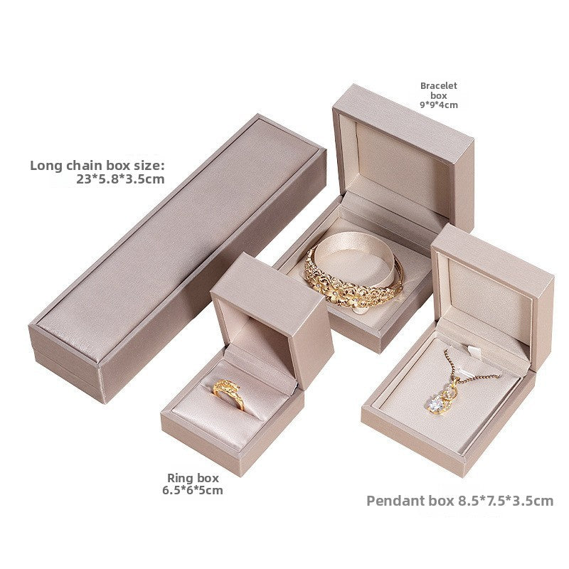 Brushed Leather Jewelry Storage Box for Rings Necklaces Bracelets