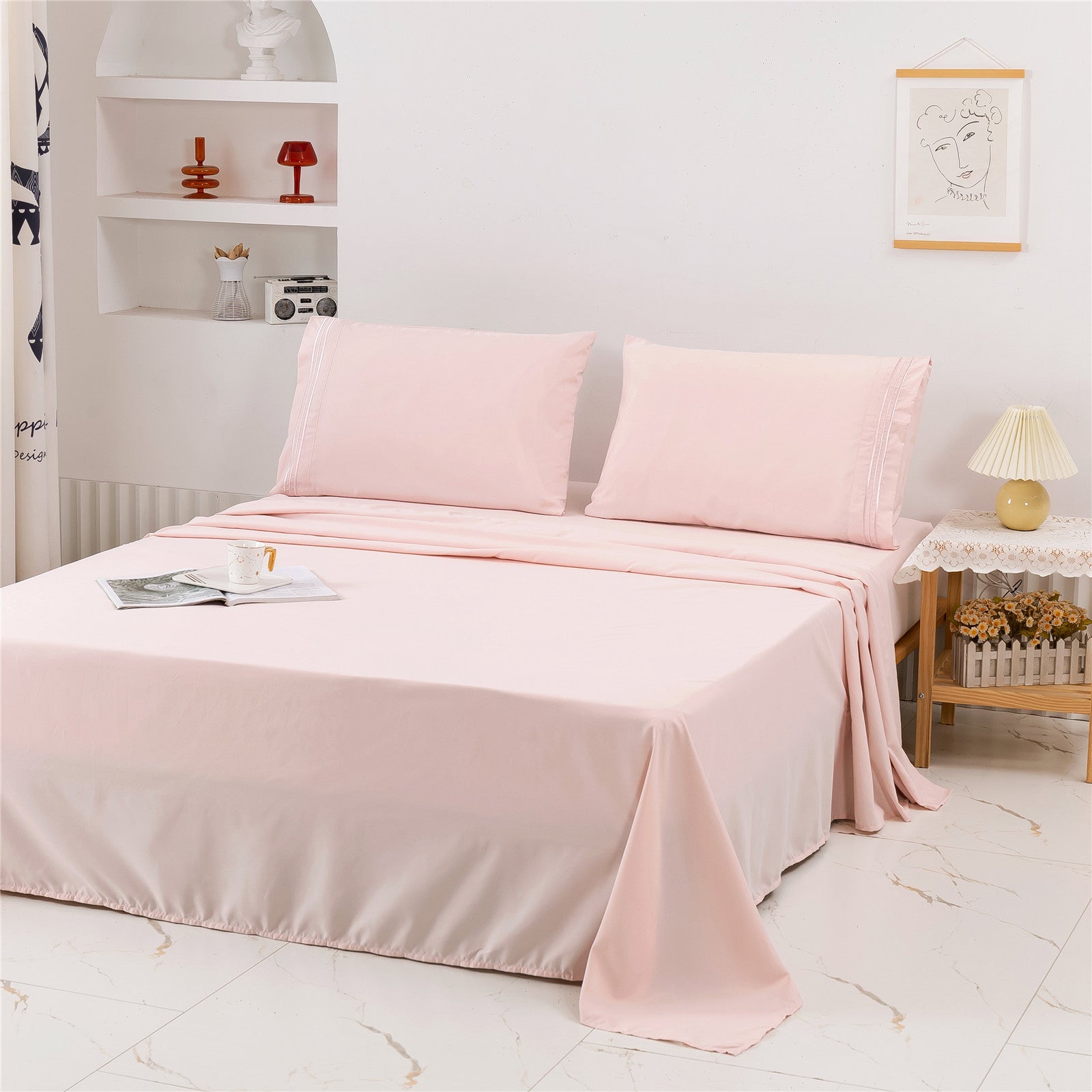 Brushed Solid Color Bed Sheets Set