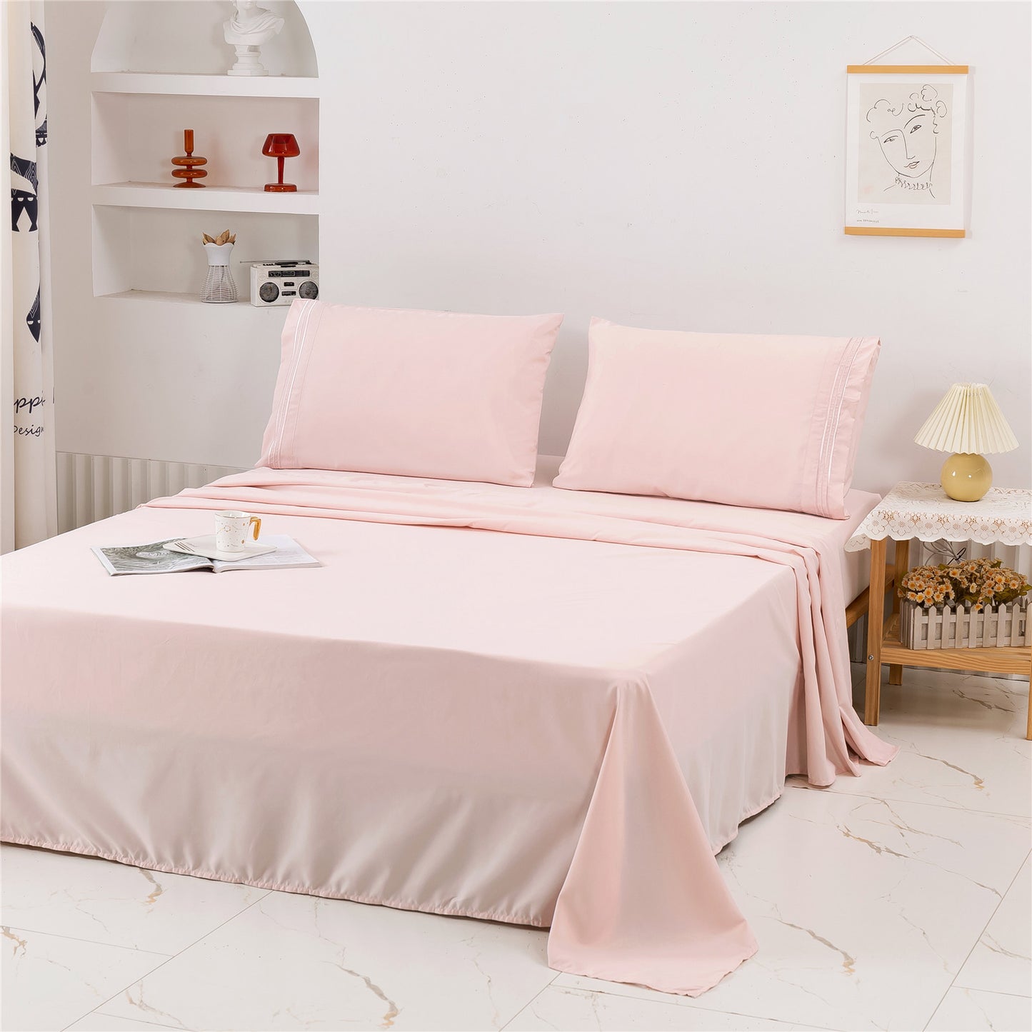 Brushed Solid Color Bed Sheets Set