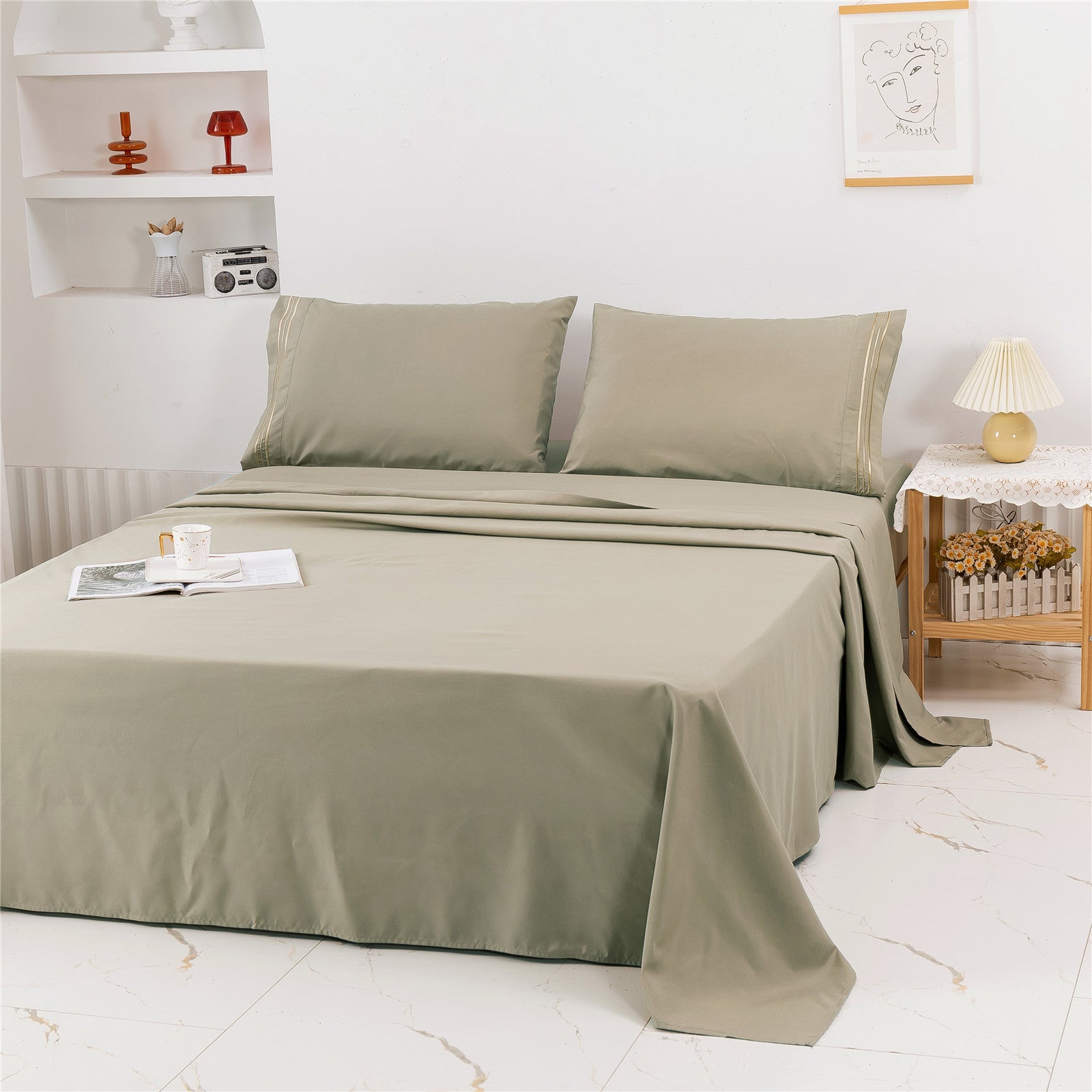 Brushed Solid Color Bed Sheets Set