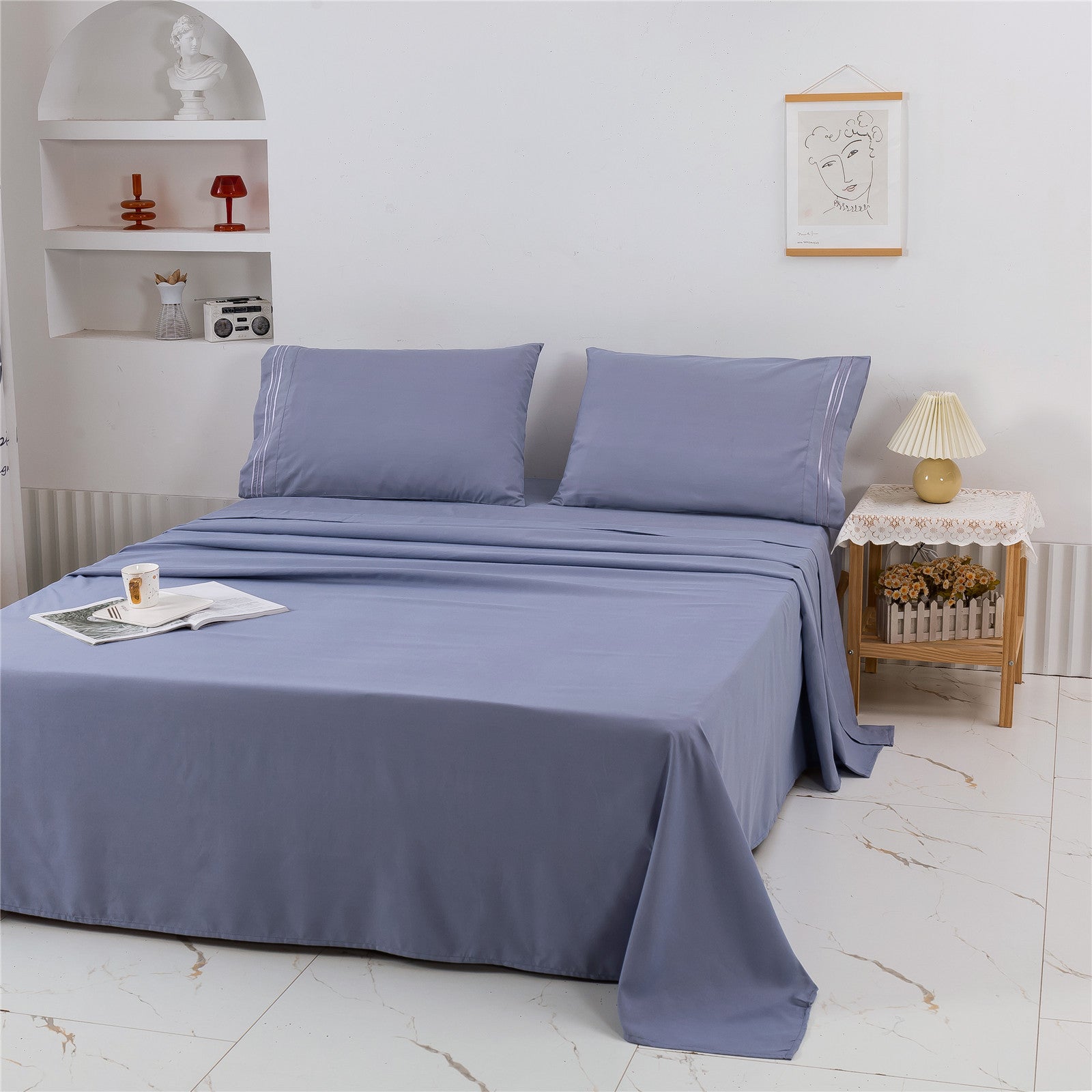 Brushed Solid Color Bed Sheets Set