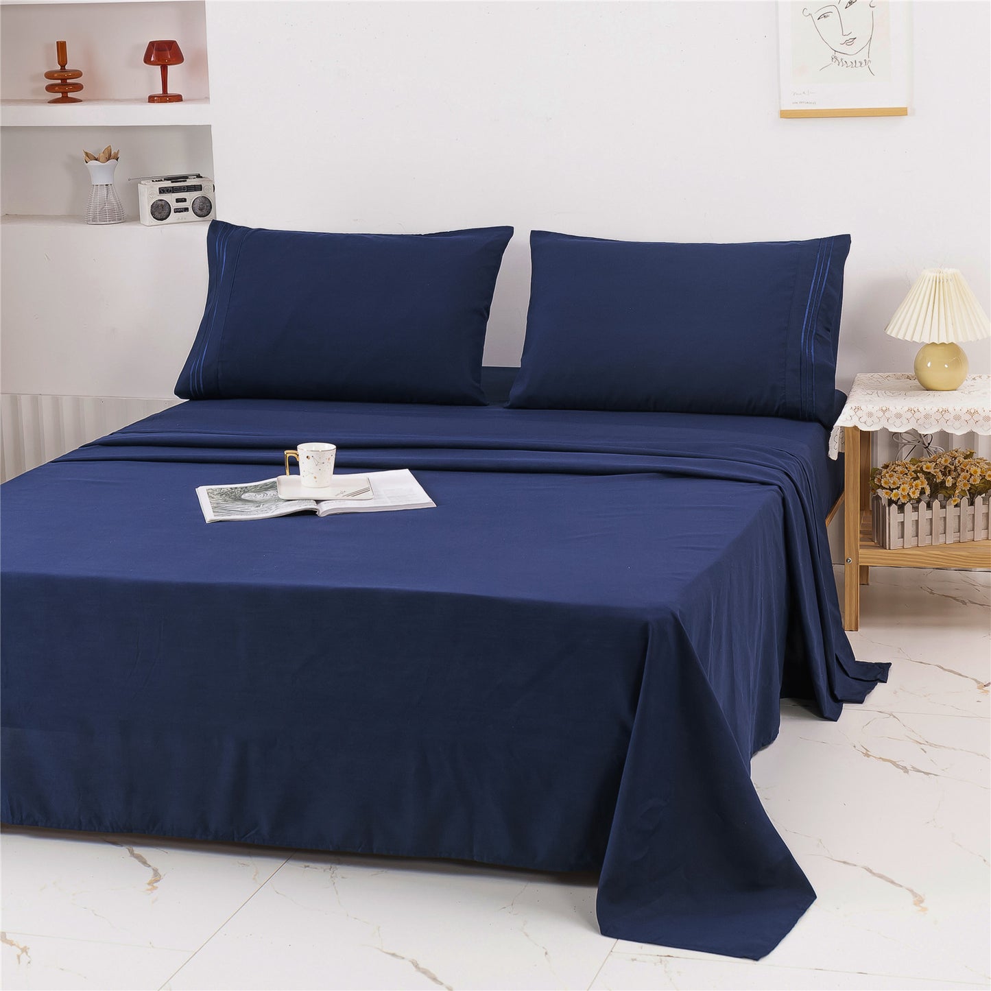 Brushed Solid Color Bed Sheets Set