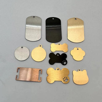 Brushed Stainless Steel Pet Tag with Multiple Designs