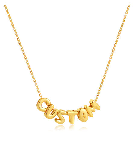 Bubble Letter Alphabet Pendant Necklace