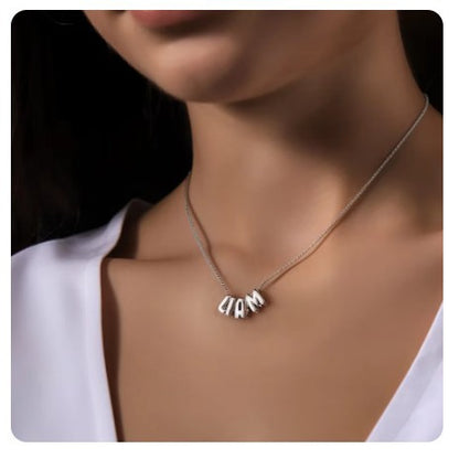 Bubble Letter Alphabet Pendant Necklace
