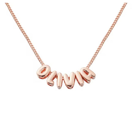 Bubble Letter Alphabet Pendant Necklace
