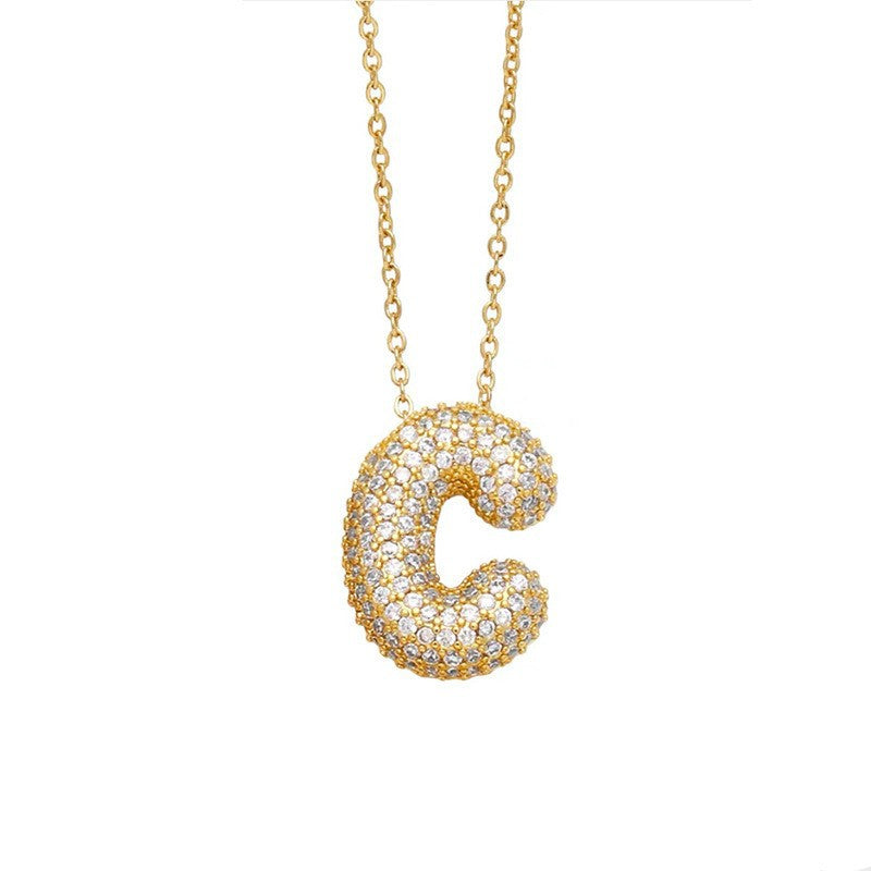 Bubble Letter Pendant Necklace