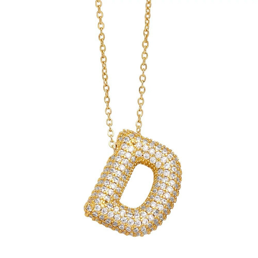 Bubble Letter Pendant Necklace