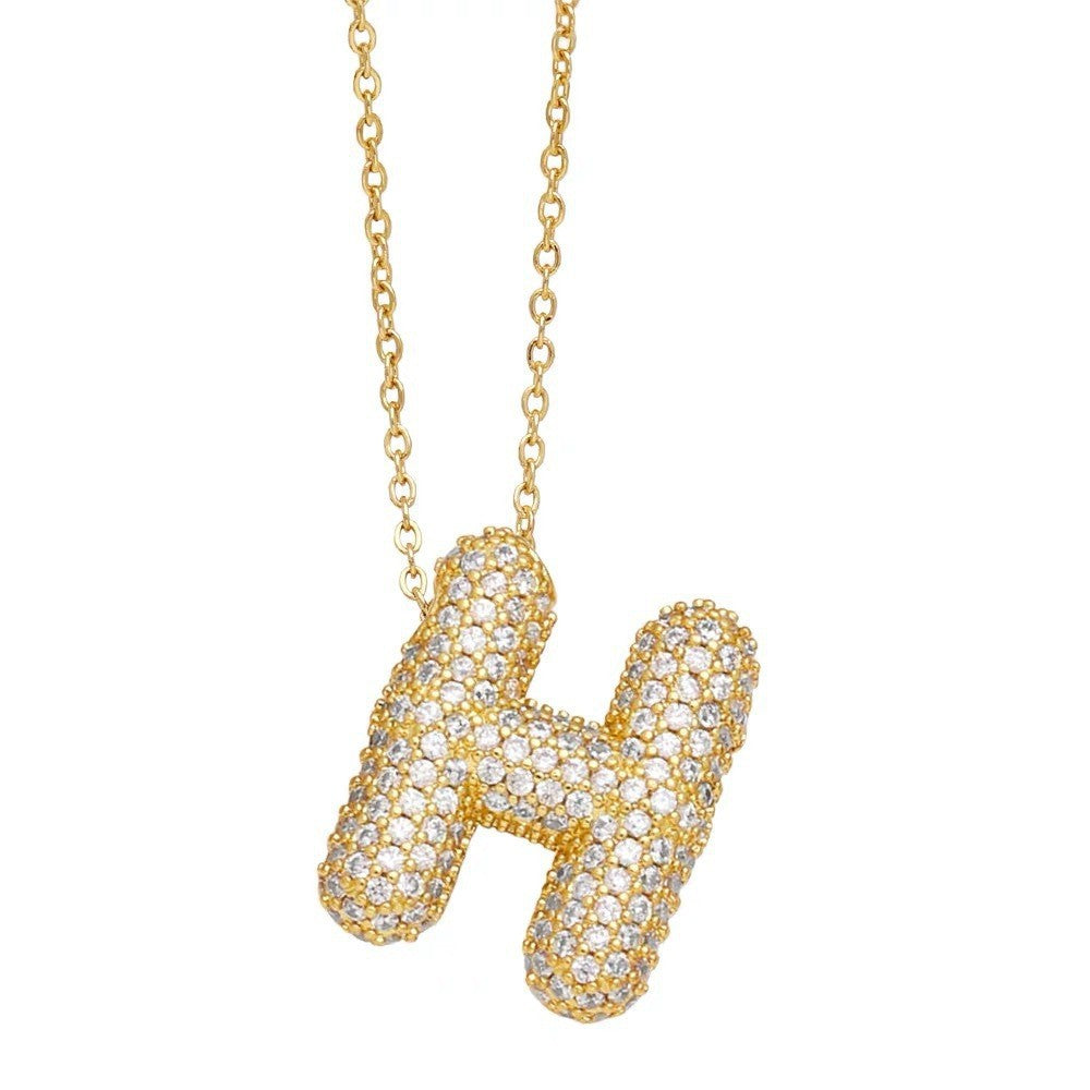 Bubble Letter Pendant Necklace