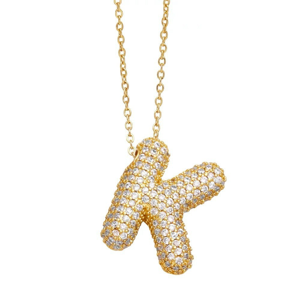 Bubble Letter Pendant Necklace