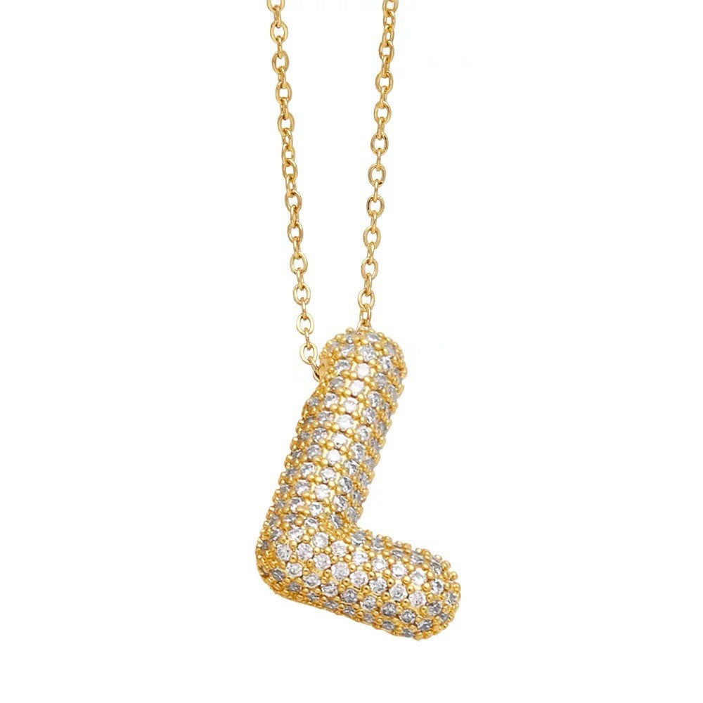Bubble Letter Pendant Necklace