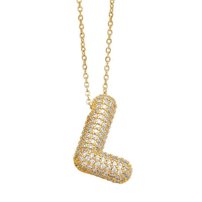 Bubble Letter Pendant Necklace
