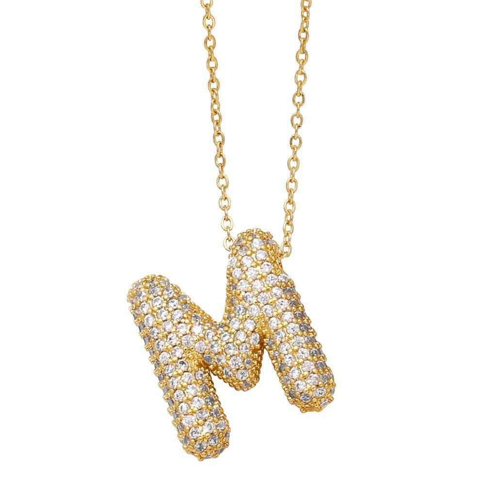 Bubble Letter Pendant Necklace