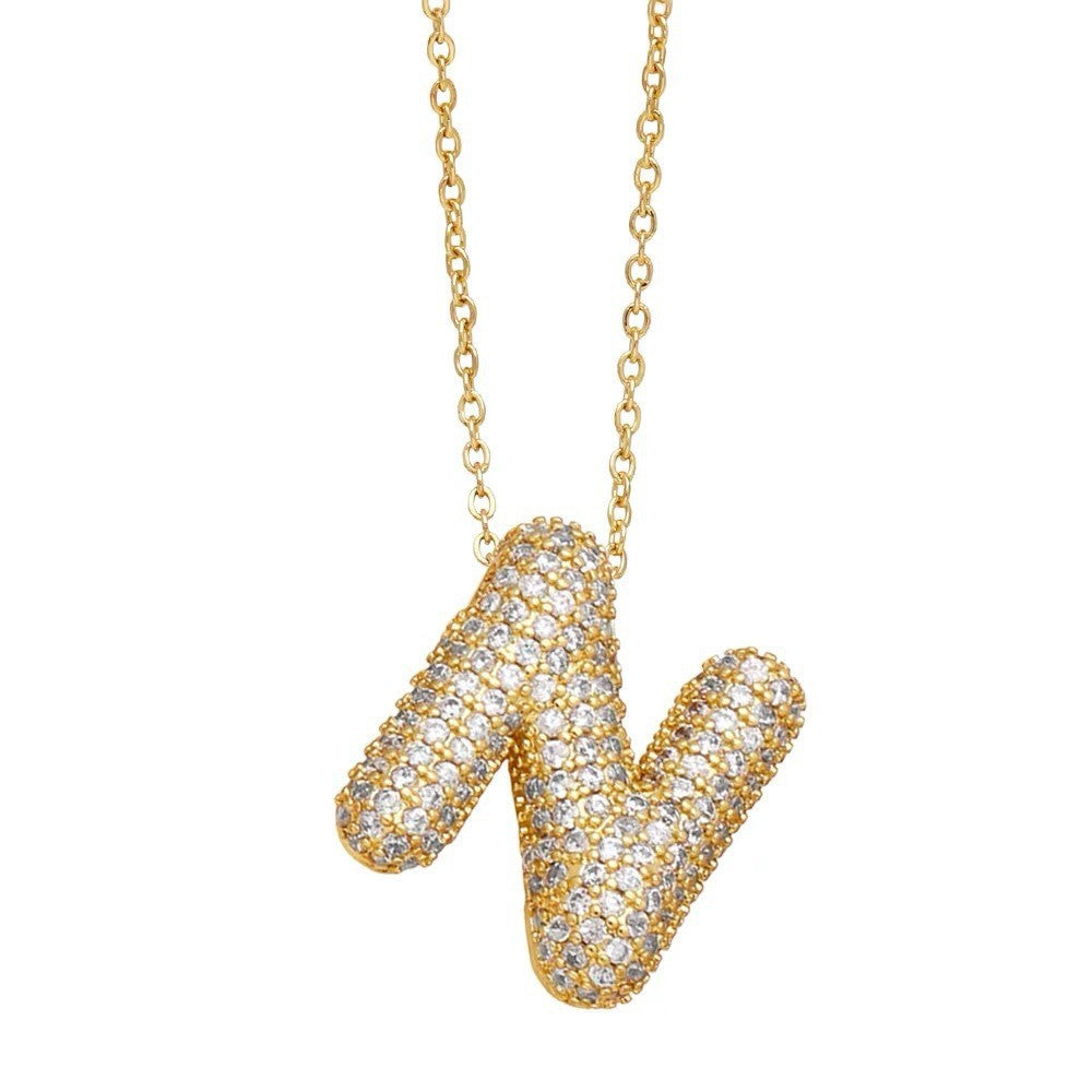 Bubble Letter Pendant Necklace
