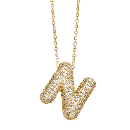 Bubble Letter Pendant Necklace