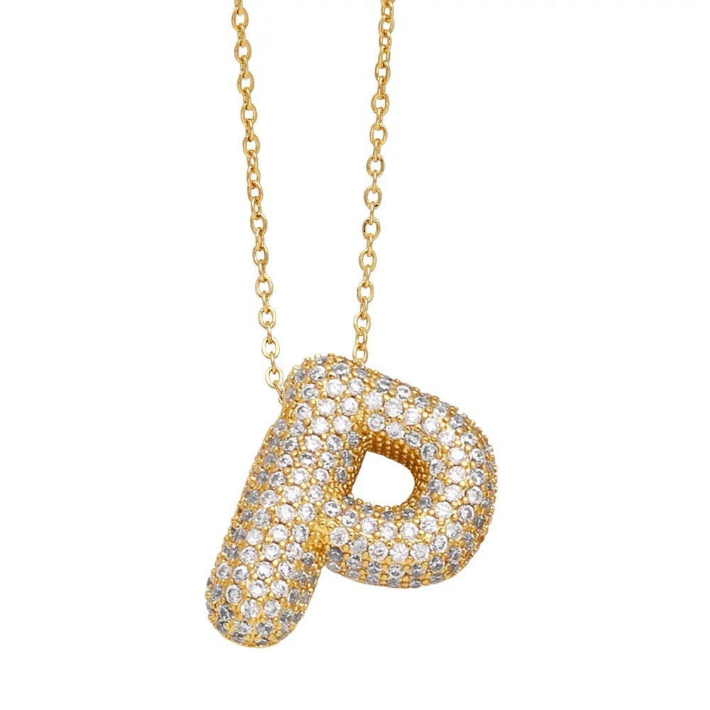Bubble Letter Pendant Necklace