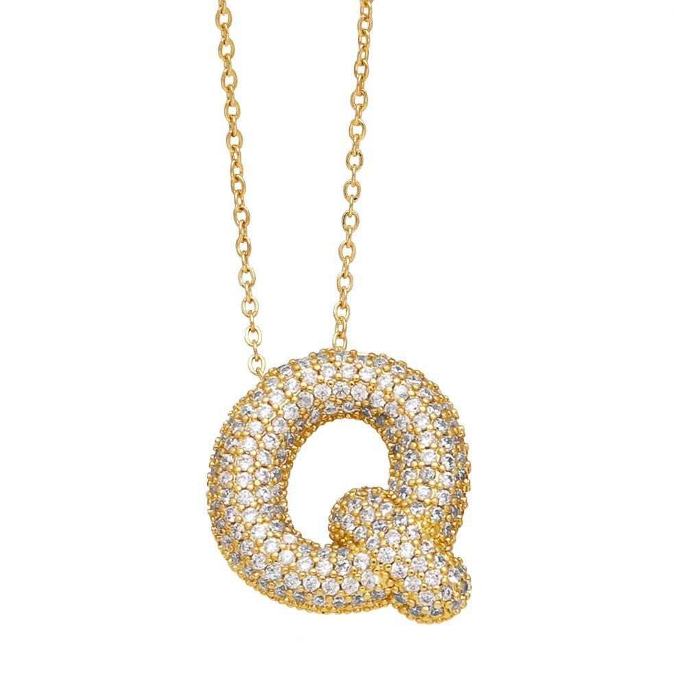 Bubble Letter Pendant Necklace