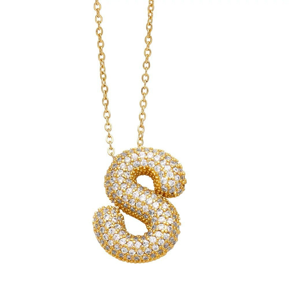 Bubble Letter Pendant Necklace