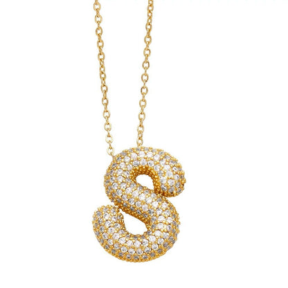 Bubble Letter Pendant Necklace