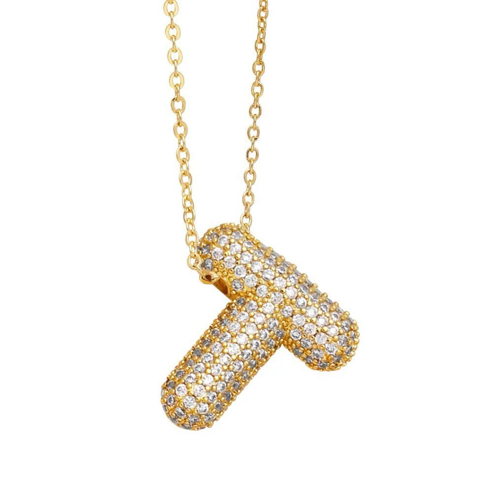 Bubble Letter Pendant Necklace