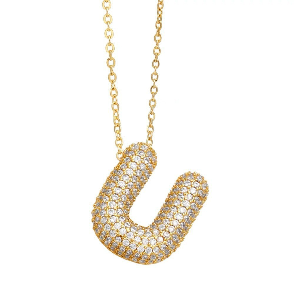 Bubble Letter Pendant Necklace