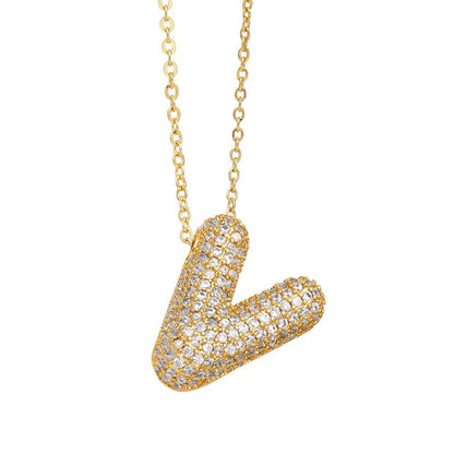 Bubble Letter Pendant Necklace
