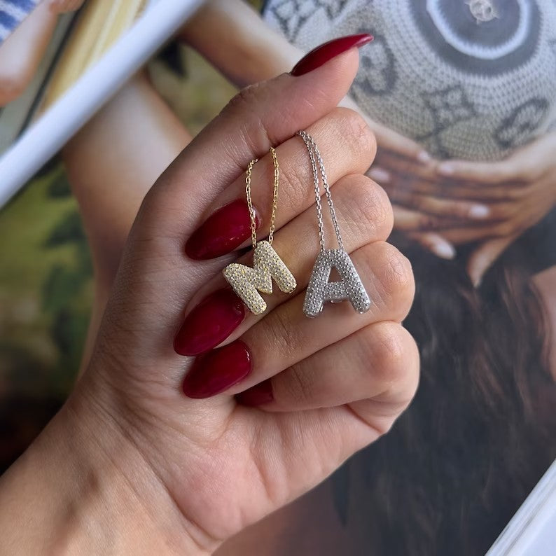 Bubble Letter Pendant Necklace