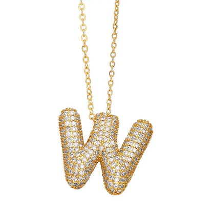 Bubble Letter Pendant Necklace