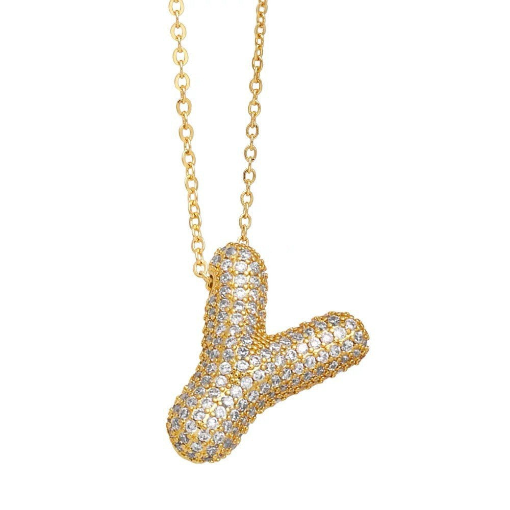 Bubble Letter Pendant Necklace