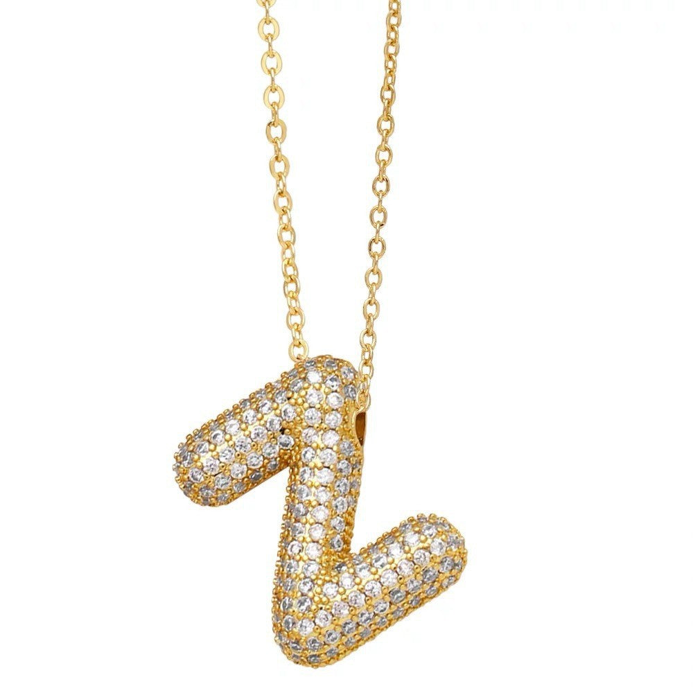 Bubble Letter Pendant Necklace