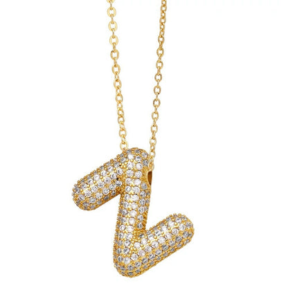Bubble Letter Pendant Necklace