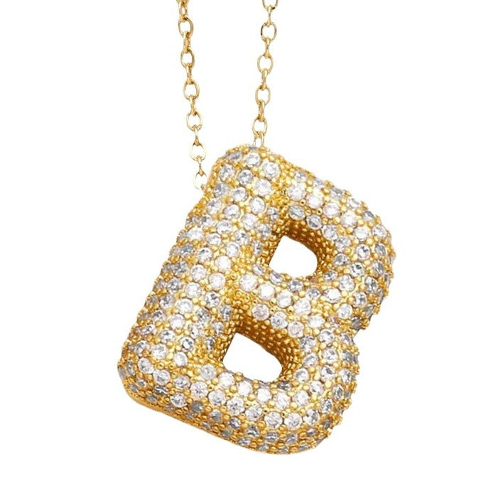 Bubble Letter Pendant Necklace