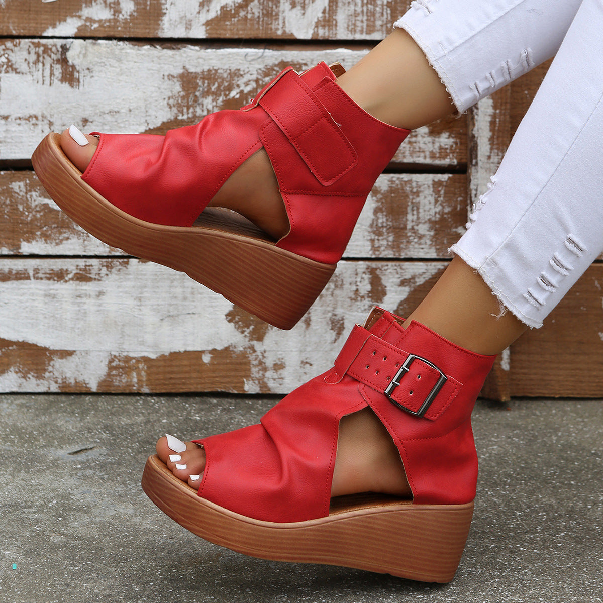 Buckle Cutout Sandals