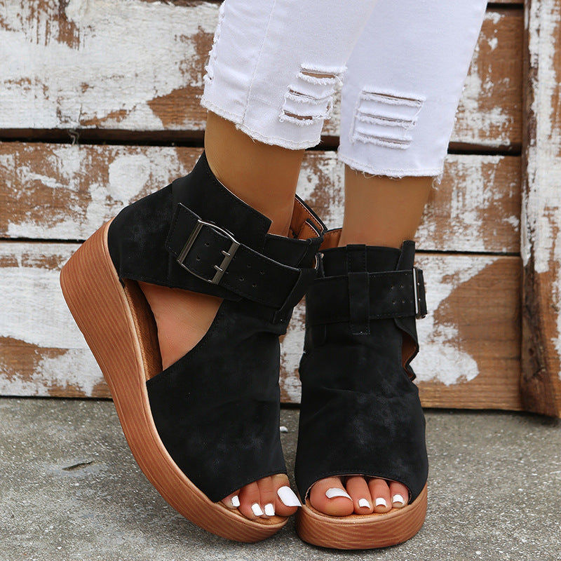 Buckle Cutout Sandals