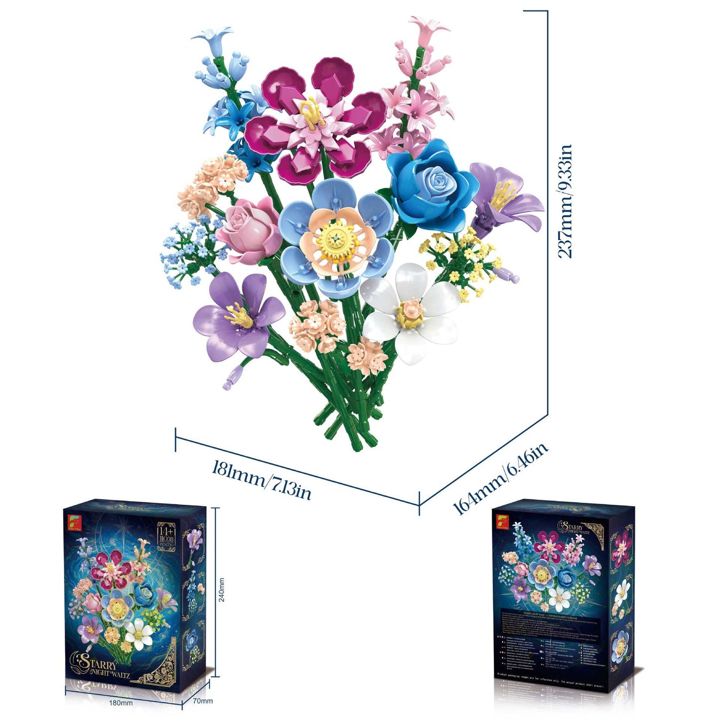 Building Block Flower Assembly Simulation Rose Bouquet