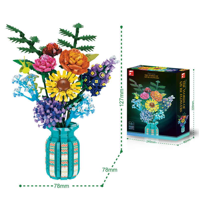 Building Block Flower Assembly Simulation Rose Bouquet