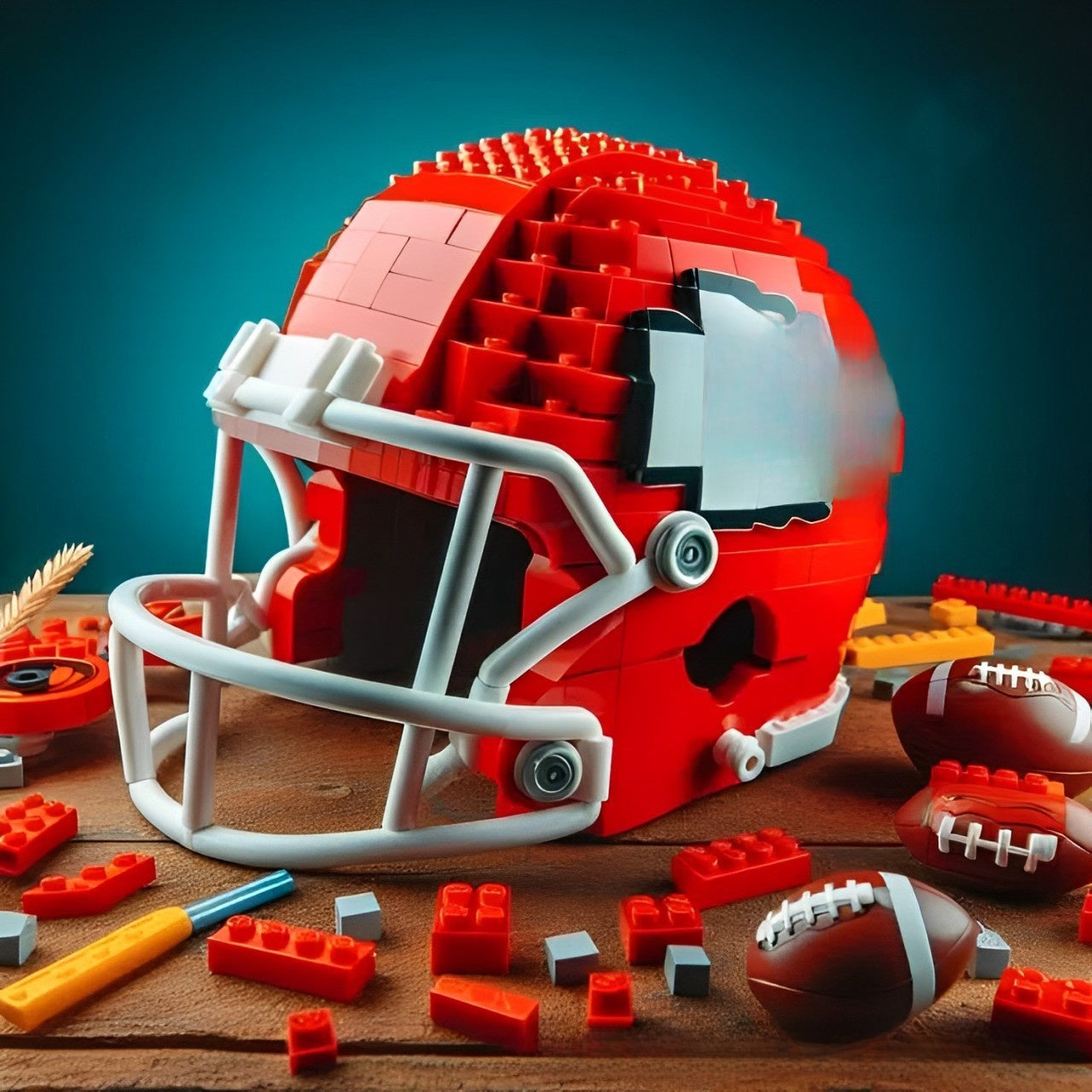 Building block football helmet