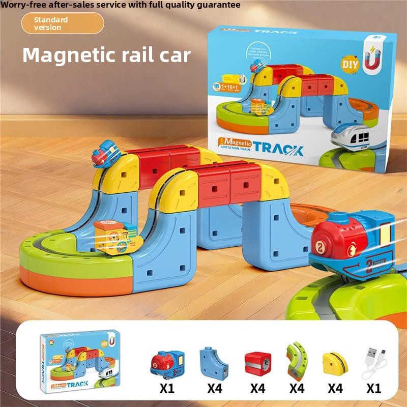 Building block track toy car