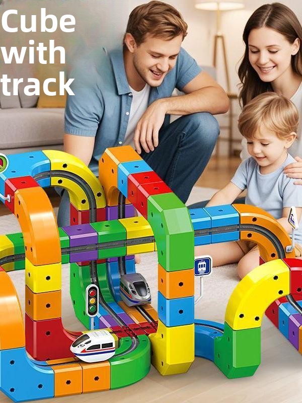 Building block track toy car