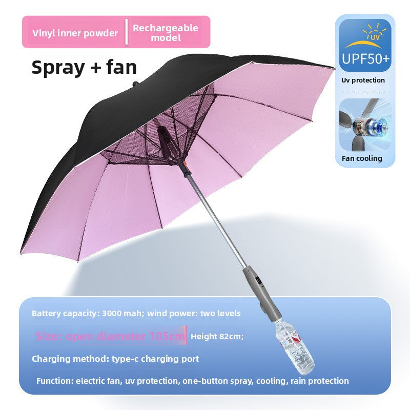 Built-in Fan Umbrella with UV Protection